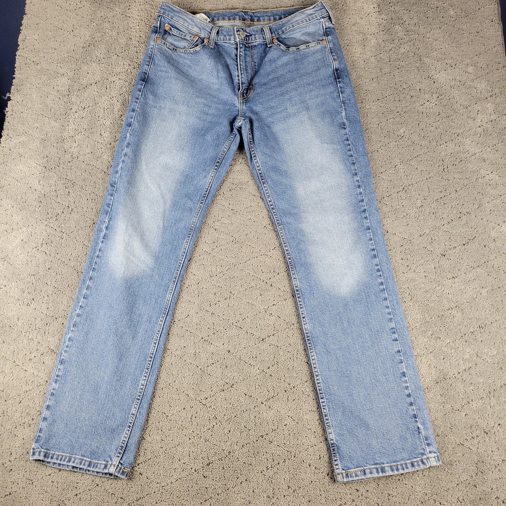 Levis 514 Jeans Mens 33x32 Blue Straight Leg Mid Rise Medium Wash Stretch Denim